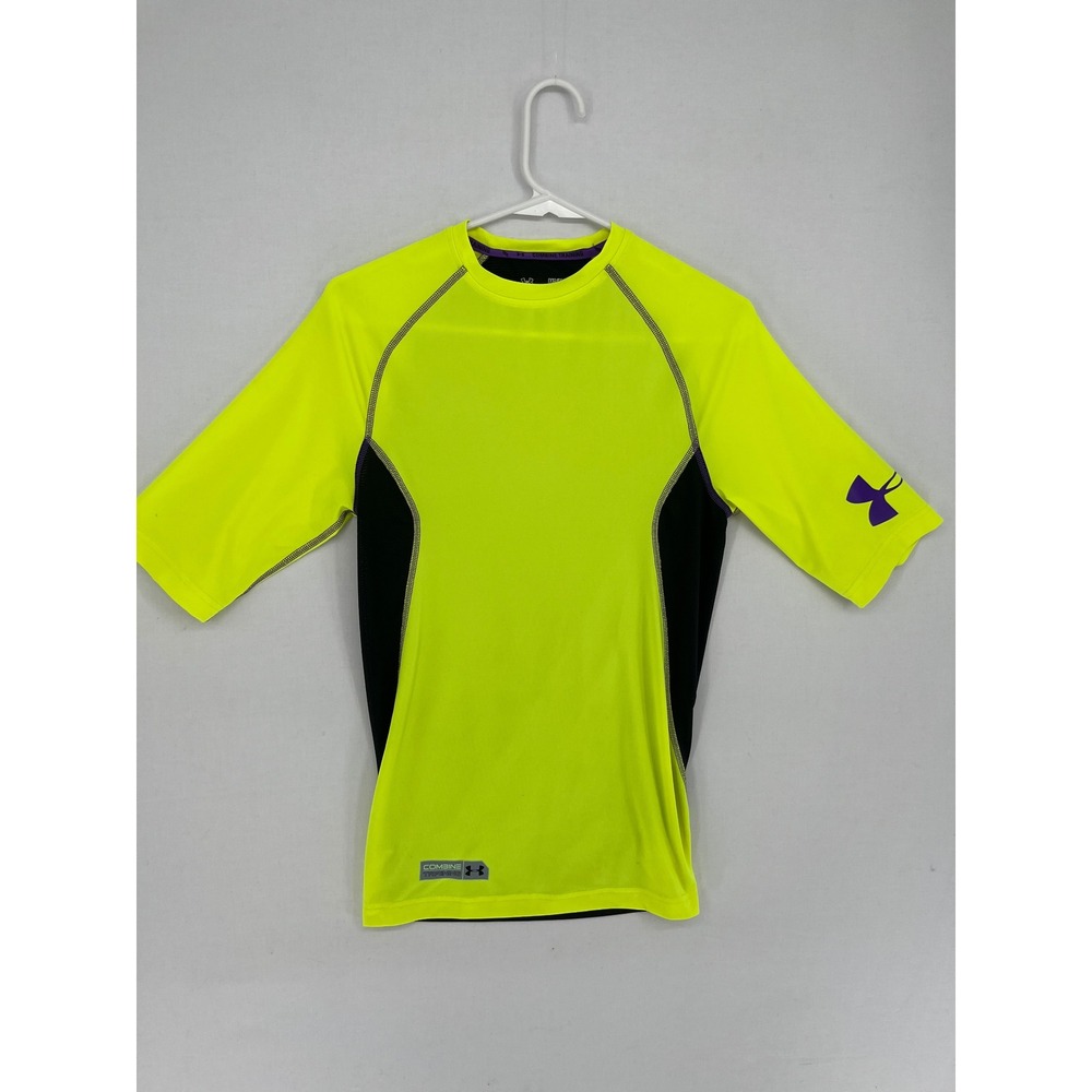 Under Armour Combine Training HeatGear Compression Shirt Neon Yellow Mens M